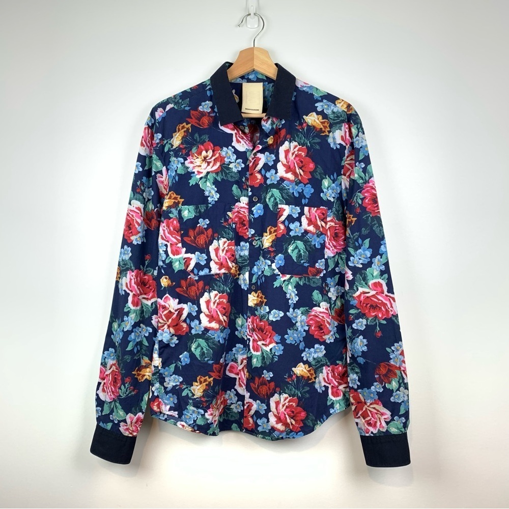 Wooyoungmi Button Shirt Flowers Floral Sz 50 Korea Cotton Long Sleeves Runway